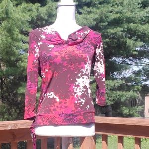 George stretch wine and white blouse M 8-10